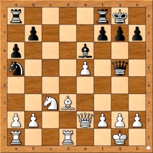 Black places the queen in the same file as Susan Polgar's king to create some tactical possibilities.
