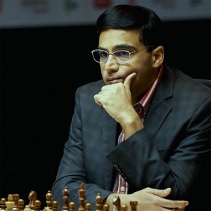 Viswanathan Anand is a different chess player when facing Magnus Carlsen. (photo from http://www.sochi2014.fide.com/)