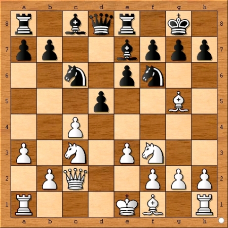 The position after Magnus Carlsen plays 10... Be7.
