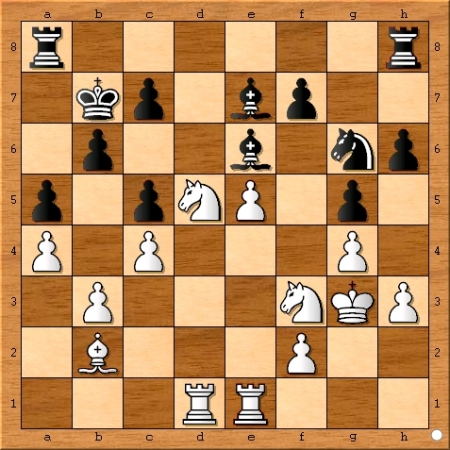 Position after Viswanathan Anand plays 20... Be7.
